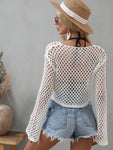 Openwork Flare Sleeve Cropped Cover Up